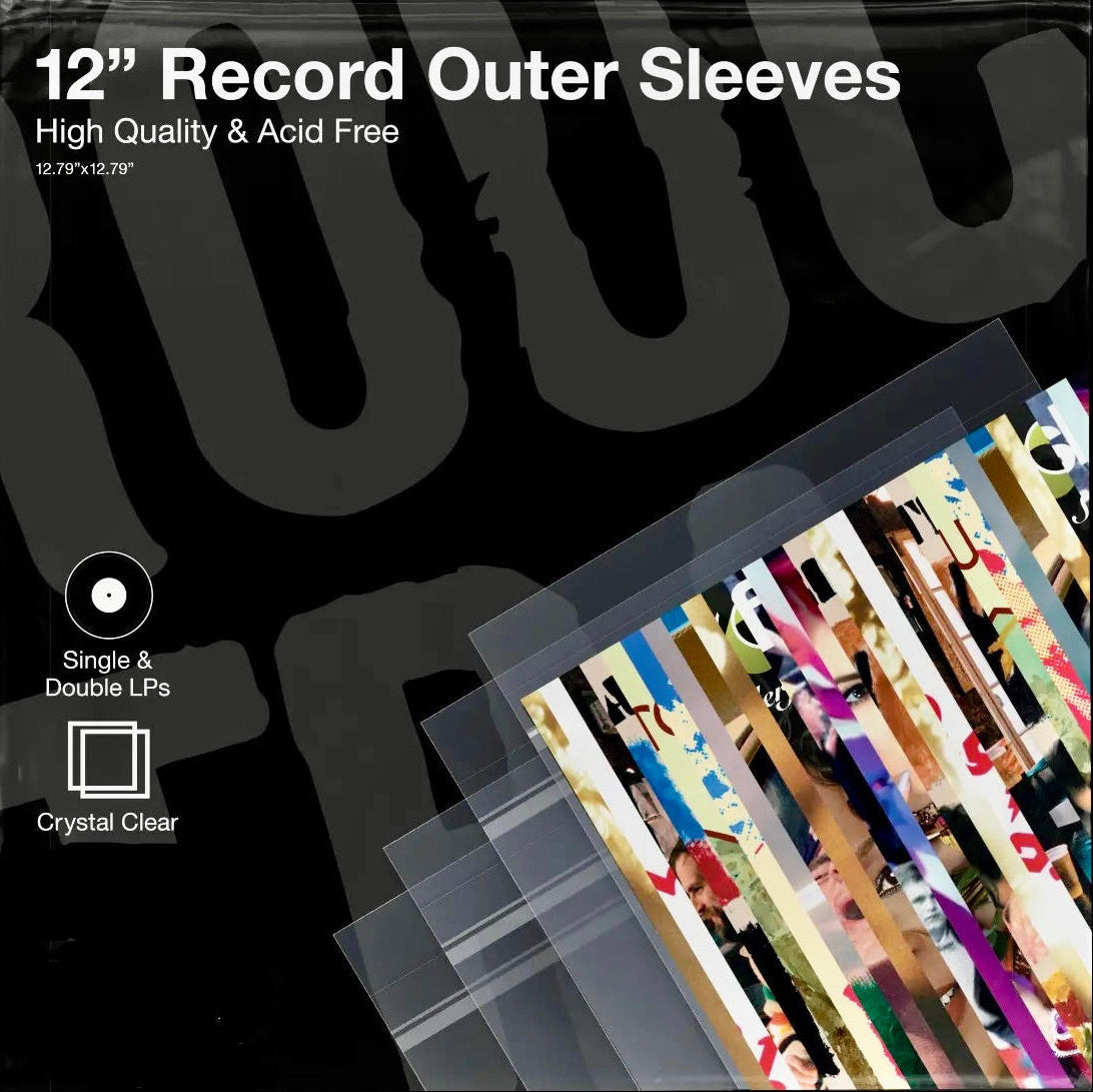 Crystal-clear vinyl record outer sleeve for an LP cover