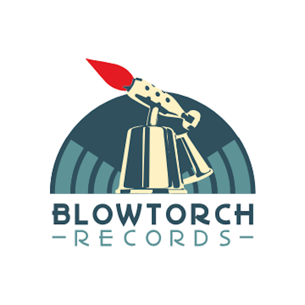 Blowtorch Records logo featuring a vintage blowtorch over a vinyl record graphic, independent record labelfrom Galway, Ireland
