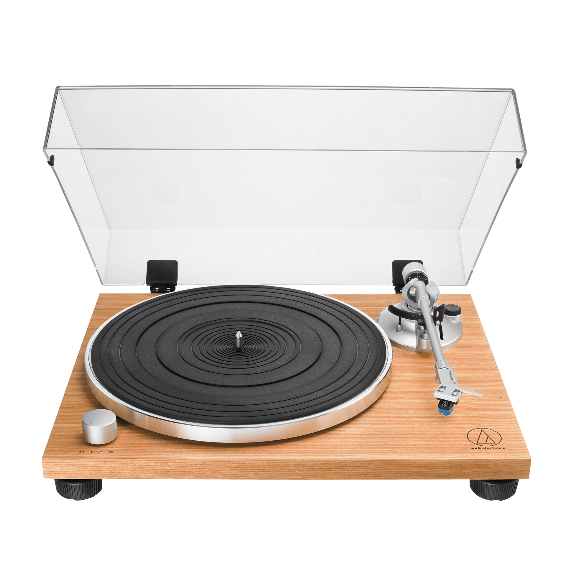Audio-Technica AT-LPW#)TK belt drove turntable with teak finish vinyl record player