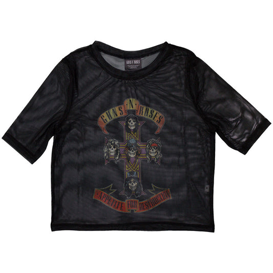 Guns N' Roses Ladies Mesh Crop Top: Appetite For Destruction