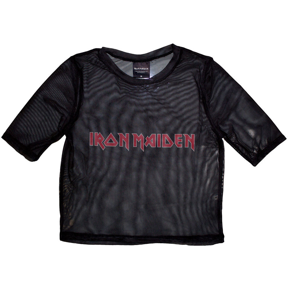 Iron Maiden Logo Ladies Mesh Crop Top