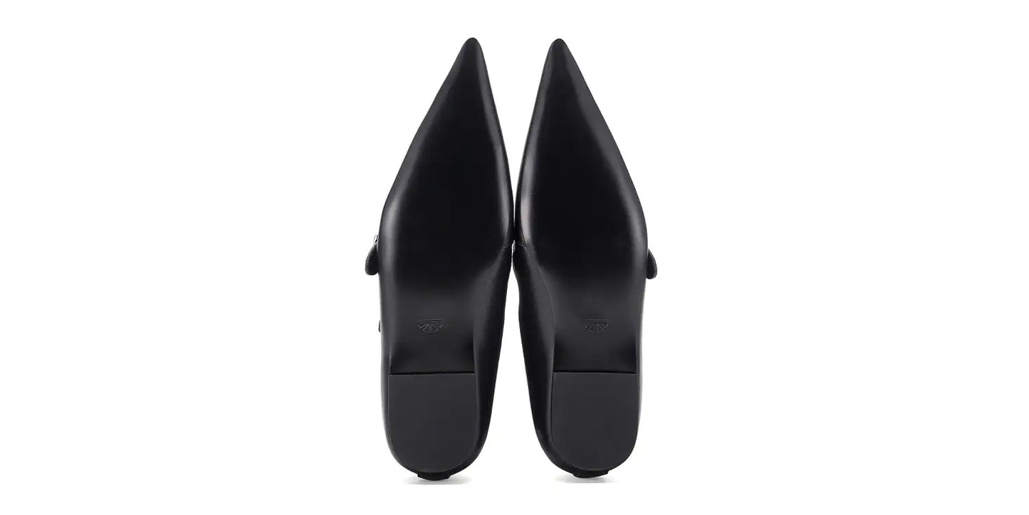 Bota Pike – Siouxsie – fivela de 6 caveiras – pele preta