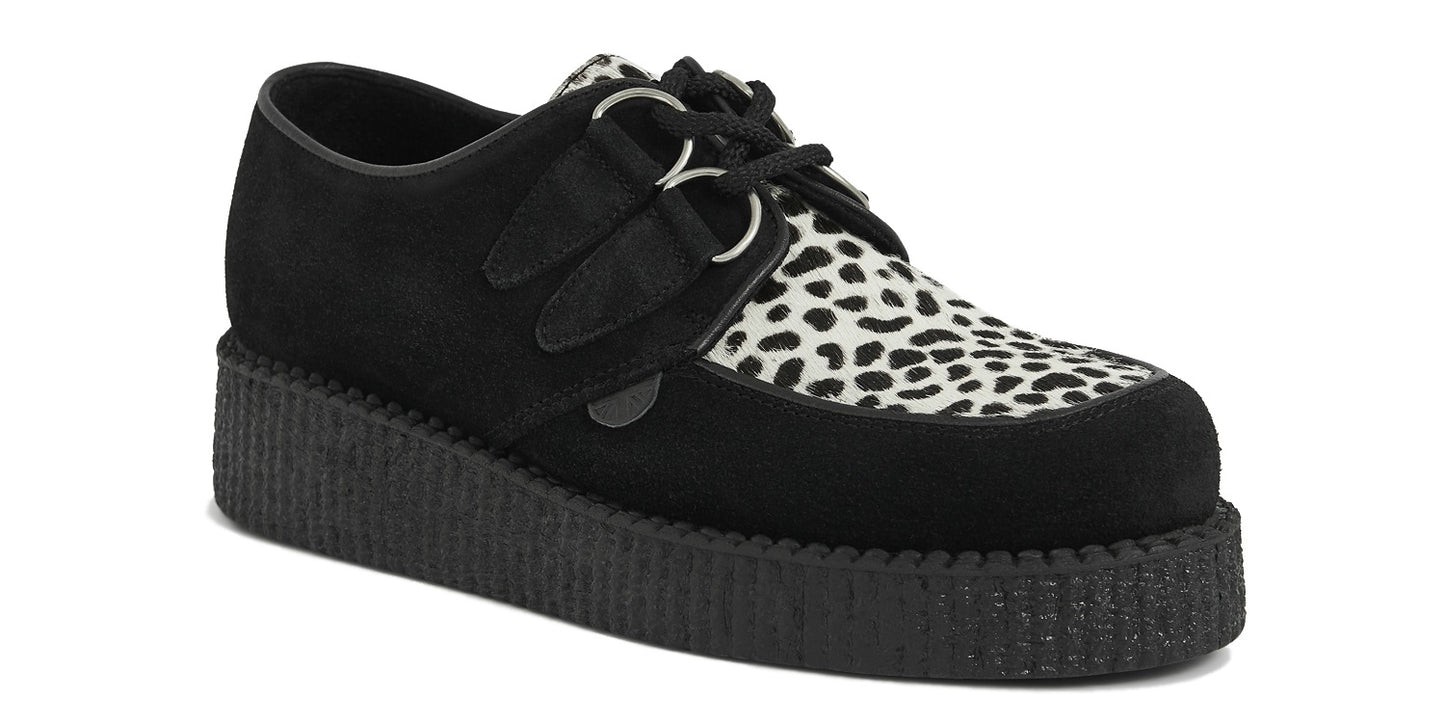 Creeper shoes – single sole – Wulfrun – black suede and leopard