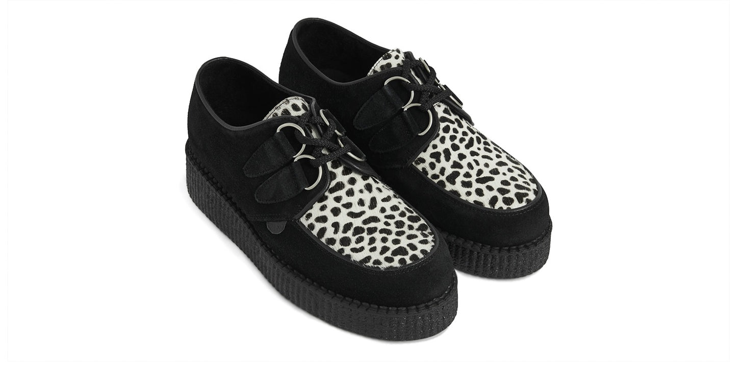 Creeper shoes – single sole – Wulfrun – black suede and leopard