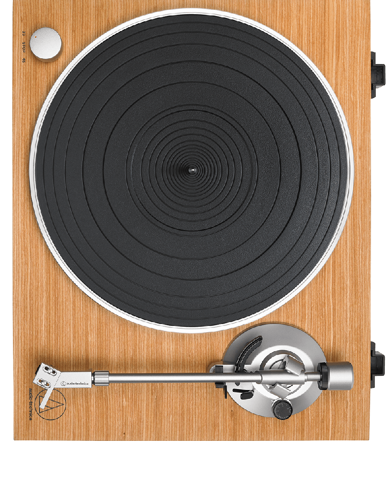 Audio-Technica AT-LPW#)TK belt drove turntable with teak finish vinyl record player