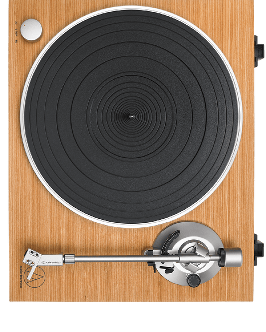 Audio-Technica AT-LPW#)TK belt drove turntable with teak finish vinyl record player