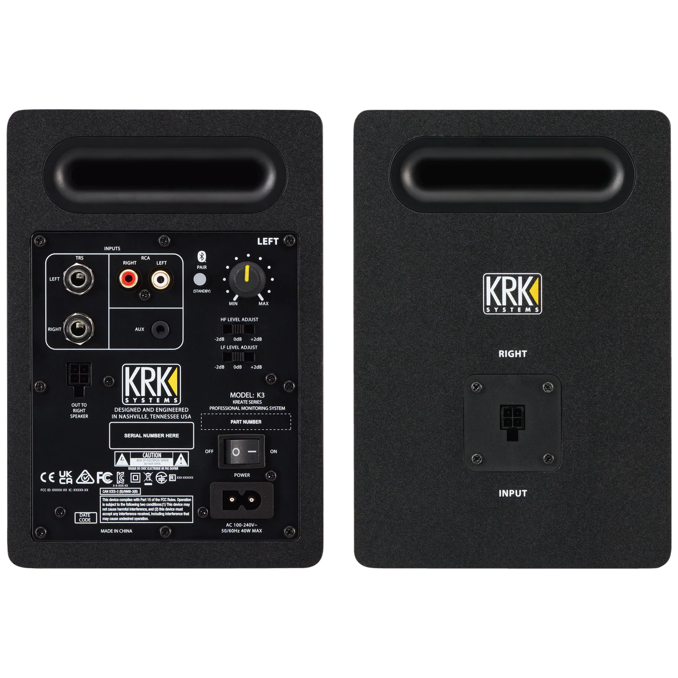 KRK Kreate 3 active Studio Monitors rear panel and inputs 