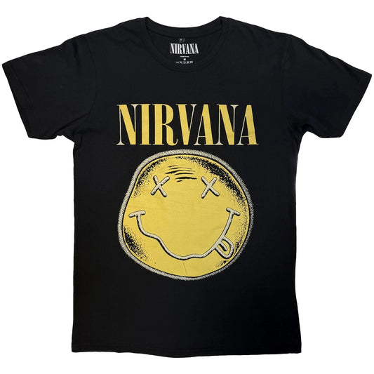 Nirvana – Happy Face Infill Distressed Premium Carbon T-shirt